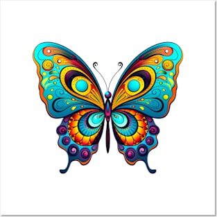 Brightly Colored Rainbow Butterfly for Spring and Summer Posters and Art